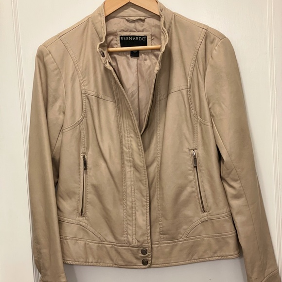Bernardo Cream Biker Motorcycle Jacket - Picture 1 of 3